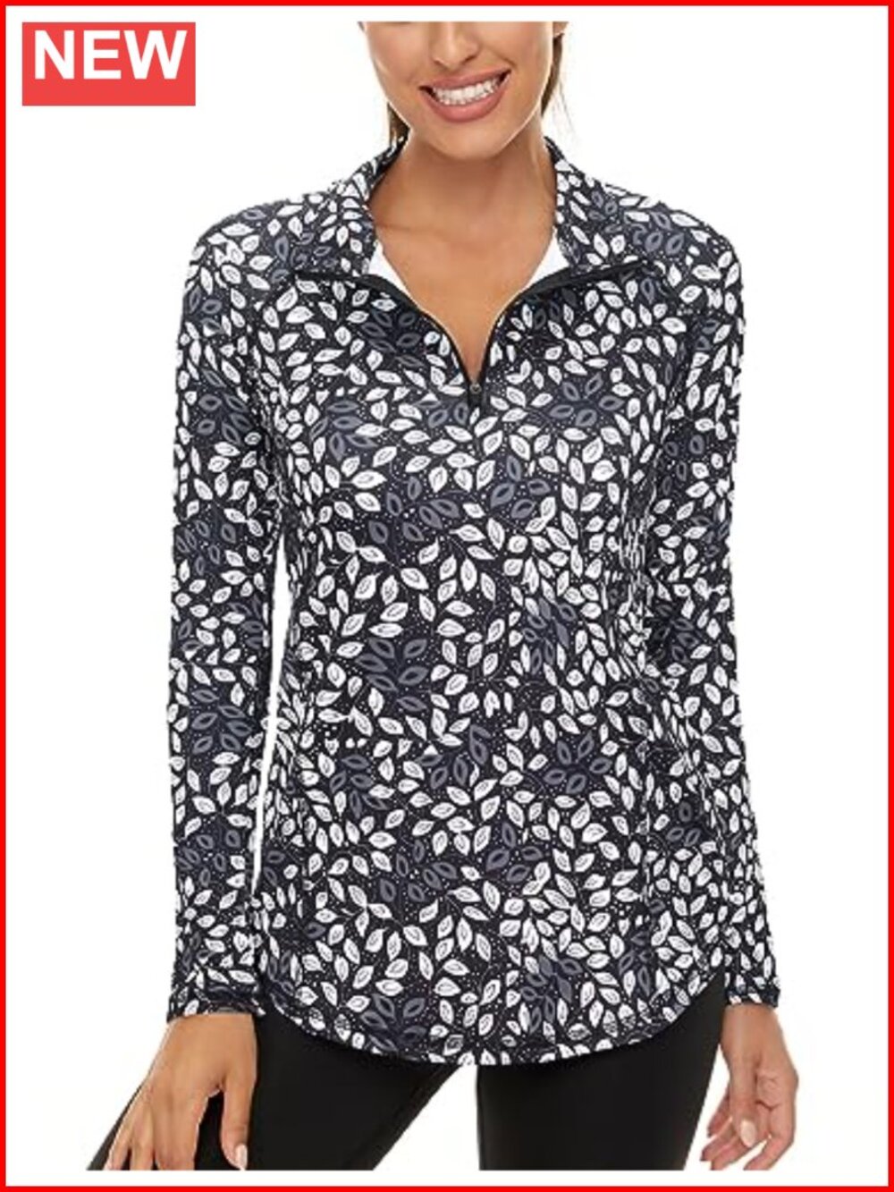 Womens UPF 50+ Long Sleeve Quarter Zip Pullover Athletic Hiking Running Workout